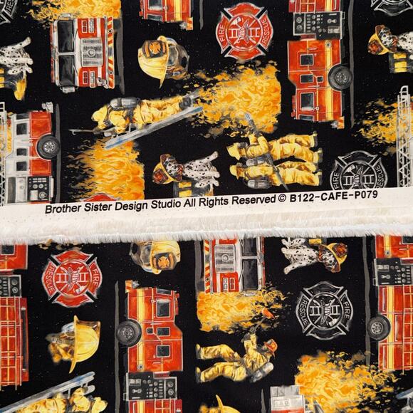 Firefighter, Fire Truck, Dalmatian, Fire Rescue - Brother Sister Design - 1/2 Yd - Picture 6 of 6